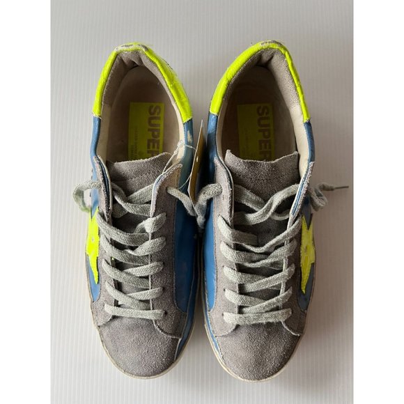 Golden Goose "Superstar" Blue, Gray & Yellow Sneakers, Size 6 (US) 36 (IT) - Picture 3 of 11